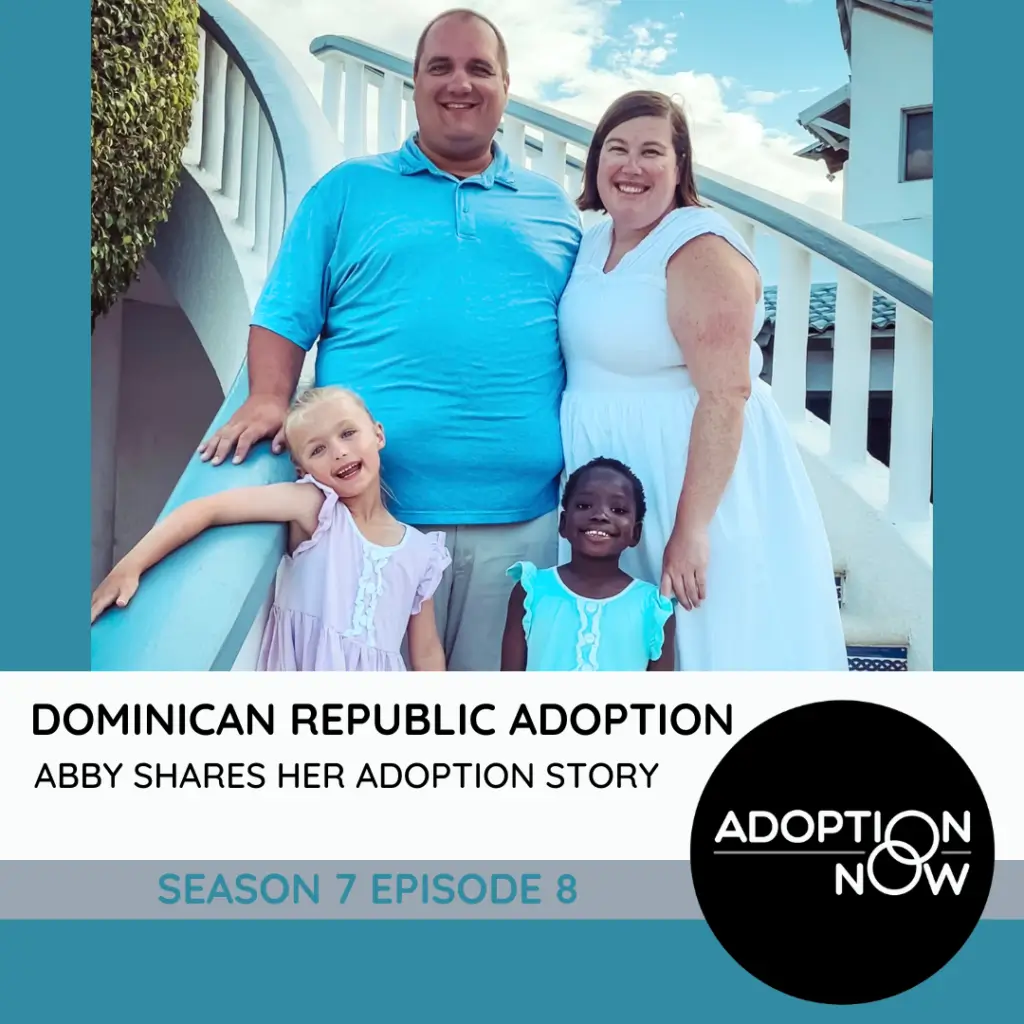 Dominican Republic Adoption poster with a family mage